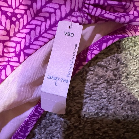 NEW Victoria’s Secret PINK Pattern Bikini Bathing Suit Bottom L Large With Liner - Picture 2 of 7